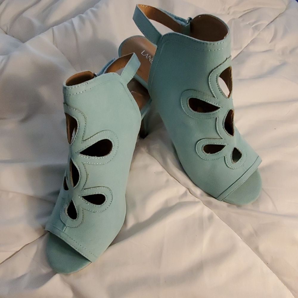 Teal Slingback, Open toe shoes